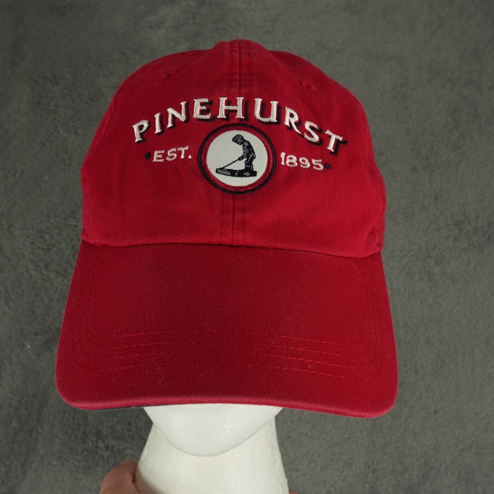 Ahead Pinehurst Golf Hat Mens OSFA Red Embroidered Adjustable Strap Baseball Cap